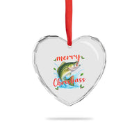 Bass Fish Christmas Heart Crystal Glass Ornament Merry Chrisbass - Wonder Print Shop