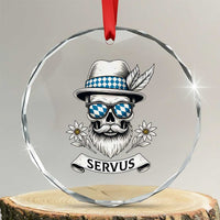 Bavarian Skull Servus Oktoberfest Crystal Glass Ornament Cool Alpine Hat Tyrolean German Tradition Style TS02