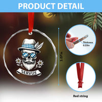 Bavarian Skull Servus Oktoberfest Crystal Glass Ornament Cool Alpine Hat Tyrolean German Tradition Style TS02