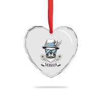 Bavarian Skull Servus Oktoberfest Heart Crystal Glass Ornament Cool Alpine Hat Tyrolean German Tradition Style - Wonder Print Shop