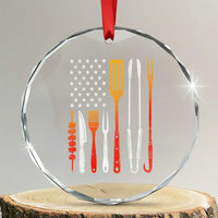 Bbq Smoker Crystal Glass Ornament Barbecue Chef Smoking Tools Grilling Pit Master USA Flag