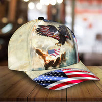 Premium America One Nation Under God, Eagle 3D Hats Blue Personalized
