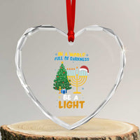 Be A Light Christmas Hanukkah Heart Crystal Glass Ornament Interfaith Family Gift - Wonder Print Shop
