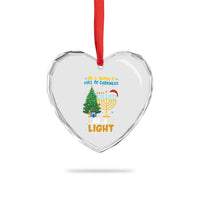 Be A Light Christmas Hanukkah Heart Crystal Glass Ornament Interfaith Family Gift - Wonder Print Shop