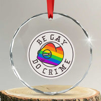 Be Gay Do Crime Rainbow Chameleon LGBTQ Pride Flag Crystal Glass Ornament - Wonder Print Shop