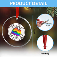 Be Gay Do Crime Rainbow Chameleon LGBTQ Pride Flag Crystal Glass Ornament - Wonder Print Shop