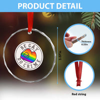 Be Gay Do Crime Rainbow Chameleon LGBTQ Pride Flag Crystal Glass Ornament TS10