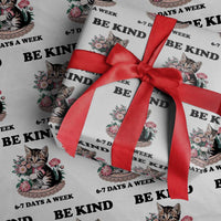 Be Kind 6 7 Days a Week Wrapping Paper Roll Funny Six Seven Cat Teacher Meme - Wonder Print Shop