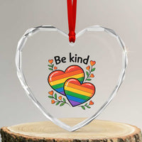 Be Kind Rainbow Heart Heart Crystal Glass Ornament Spread Kindness LGBTQ Love Pride Month - Wonder Print Shop