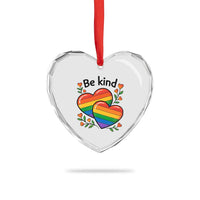 Be Kind Rainbow Heart Heart Crystal Glass Ornament Spread Kindness LGBTQ Love Pride Month - Wonder Print Shop