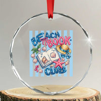 Beach Book Club Crystal Glass Ornament Bookworm Summer Vacation Graphic