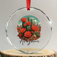 Beautiful Blooming Cactus Flower Arizona Graphic Crystal Glass Ornament Vintage Desert Botanical Floral Nature Souvenir