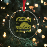 Beaver State Oregon Crystal Glass Ornament Est 1859 Vintage Flag TS02