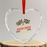 Because You Never Know When The Last One Is Heart Crystal Glass Ornament Vintage Checkered Flag Racing Fans Memorial Tribute