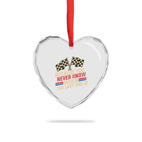 Because You Never Know When The Last One Is Heart Crystal Glass Ornament Vintage Checkered Flag Racing Fans Memorial Tribute