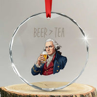 Beer Greater Than Tea Funny Founding Fathers Crystal Glass Ornament American History Drinking Boston Tea Party Sarcasm
