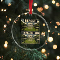 Before and 14 Million Dollars Later Lincoln Memorial Reflecting Pool Meme Crystal Glass Ornament Funny Government Spending Satire