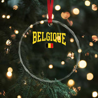 Belgium Belgique Throwback Design Vintage Belgian Flag Jersey Style Crystal Glass Ornament