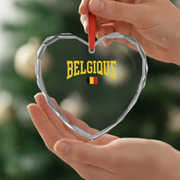 Belgium Belgique Throwback Design Vintage Belgian Flag Jersey Style Heart Crystal Glass Ornament