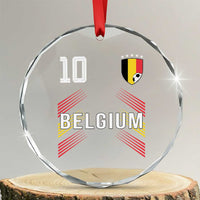 Belgium Soccer Sports Graphic Number 10 Jersey Style Crystal Glass Ornament Proud Belgian Football Fans Game Day Pride
