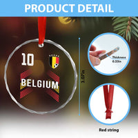 Belgium Soccer Sports Graphic Number 10 Jersey Style Crystal Glass Ornament Proud Belgian Football Fans Game Day Pride