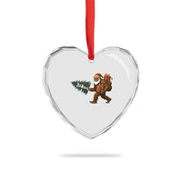 Believe Bigfoot Christmas Heart Crystal Glass Ornament Sasquatch Holiday Gift - Wonder Print Shop