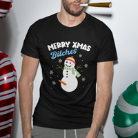 Merry Xmas Bitches Naughty Dirty Carrot Snowman Ugly Christmas T Shirt - Wonder Print Shop