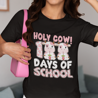 Holy Cow 100 Days of School T Shirt Cute Pink Dairy Cattle - Wonder Print Shop