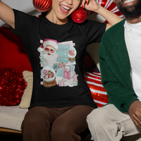 Christmas T Shirt Vintage Pink Santa Claus Ho Ho Ho - Wonder Print Shop