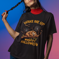 Halloween Sloth T Shirt Wake Me Up When It's Halloween Spooky Season Trick Or Treat - Wonder Print Shop