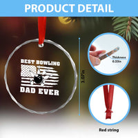 Best Bowling Dad Ever Crystal Glass Ornament American Flag Patriotic Bowler Gift TS12