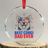 Best Corgi Dad Ever Crystal Glass Ornament Funny Dog Lover Dad 4th Of July