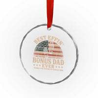 Best Effin Bonus Dad Ever Crystal Glass Ornament Step Dad American Flag Father's Day Gifts