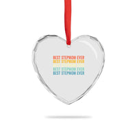 Best Stepmom Ever Heart Crystal Glass Ornament Funny Retro StepMom Bonus Mom