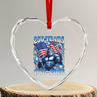 Bigfoot 250th Anniversary America Heart Crystal Glass Ornament 250 Years Of Freedom 4th July 1776 2026 Patriotic Flag