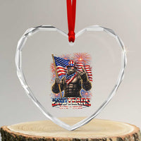 Bigfoot 250th Anniversary Heart Crystal Glass Ornament USA Independence 250 Years Of Freedom 1776 2026 Patriotic Flag