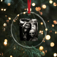Bigfoot Alien Loch Ness Monster Crystal Glass Ornament Funny Cryptid UFO Selfie Sasquatch Rock On - Wonder Print Shop