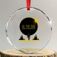 Bigfoot August 12 2026 Total Solar Eclipse Crystal Glass Ornament Totality Sasquatch Cryptid Stargazer Memorabilia