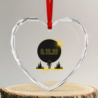 Bigfoot August 12 2026 Total Solar Eclipse Heart Crystal Glass Ornament Totality Sasquatch Cryptid Stargazer Memorabilia