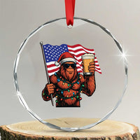 Bigfoot Beer Christmas Crystal Glass Ornament Sasquatch American Flag Patriotic TS14