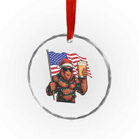 Bigfoot Beer Christmas Crystal Glass Ornament Sasquatch American Flag Patriotic TS14