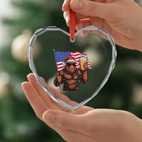 Bigfoot Beer Christmas Heart Crystal Glass Ornament Sasquatch American Flag Patriotic - Wonder Print Shop