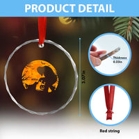 Bigfoot Boop Dog Hallowwen Crystal Glass Ornament Funny Sasquatch Meme Dog Lovers Full Moon