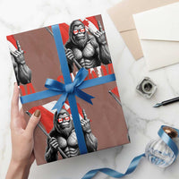 Bigfoot Canada Flag Wrapping Paper Roll Canadian Maple Leaf Patriotic Sasquatch