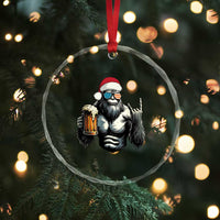 Bigfoot Christmas Crystal Glass Ornament Most Wonderful Xmas Sasquatch Beer - Wonder Print Shop