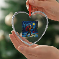 Bigfoot Christmas Heart Crystal Glass Ornament Starry Night Van Gogh - Wonder Print Shop