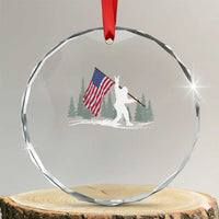 Bigfoot Crystal Glass Ornament Sasquatch American Flag Patriotic TS10