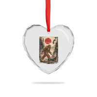 Bigfoot Dachshund Lovers Heart Crystal Glass Ornament Japanese Vintage Graphic Ukiyo-e Art Sasquatch Wiener Dog Gift