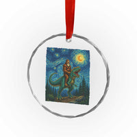 Bigfoot Dinosaur Crystal Glass Ornament Funny Prehistoric Starry Night Van Gogh TS12