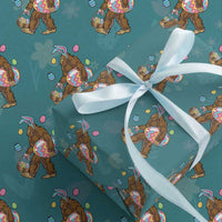 Bigfoot Easter Wrapping Paper Roll Funny Sasquatch Eggs Hunting